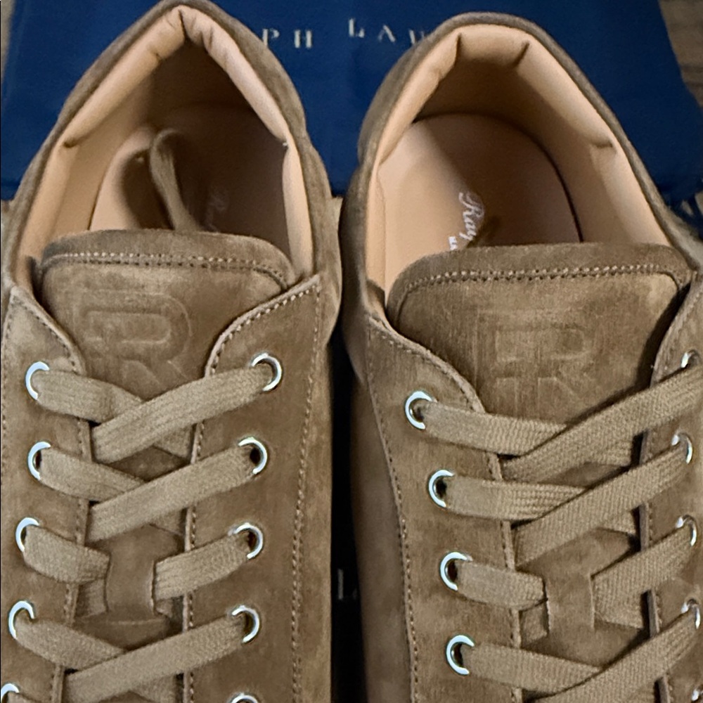 Ralph Lauren Purple Label Men's Severn Calf Suede LowTop Sneakers Cacao NEW $895 - Picture 5 of 16